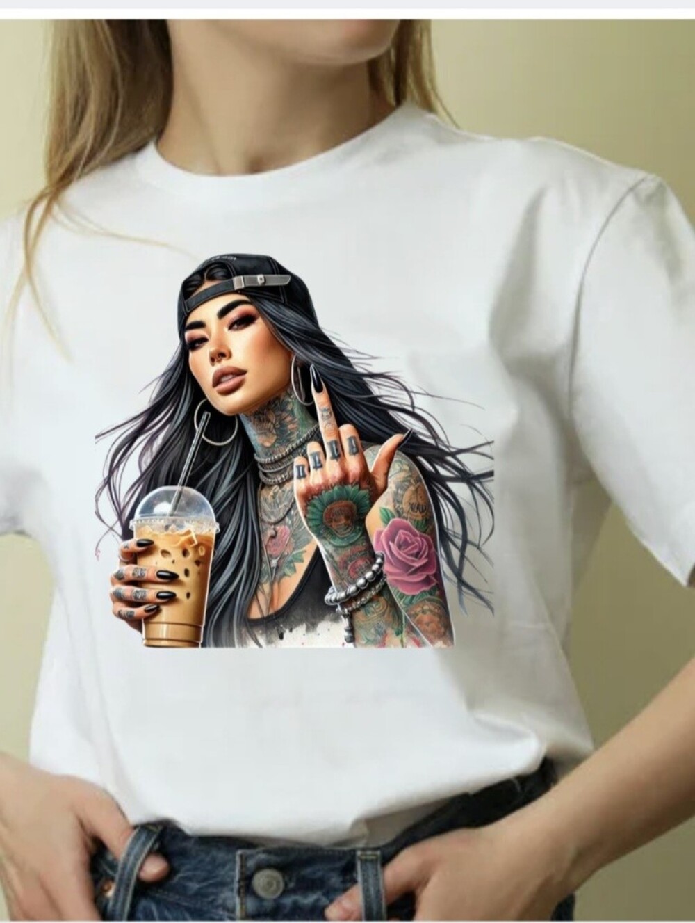 Luxury Hand-Crystalled Baddie Queen Tee - AD Golden Girl